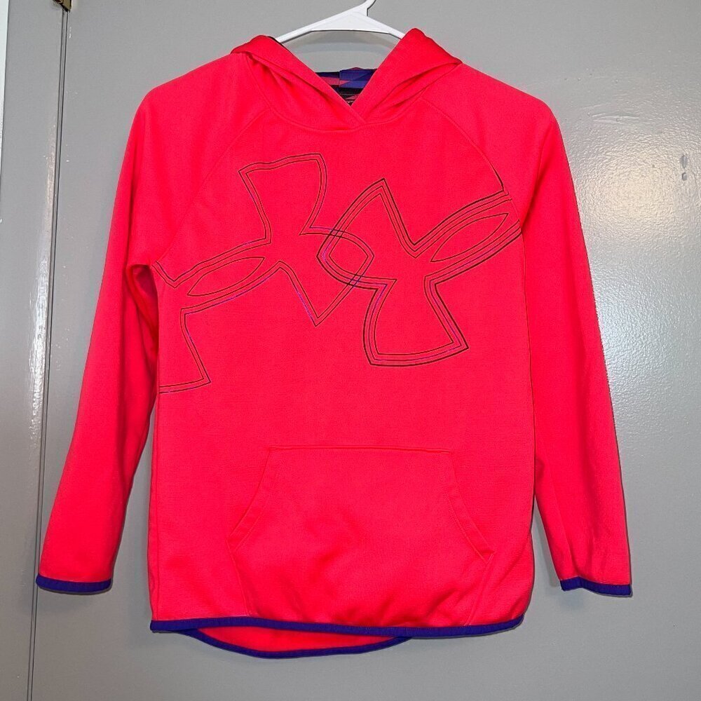 Under Armour Girl's Loose Cold Gear Pink & Purple Hoodie Size L